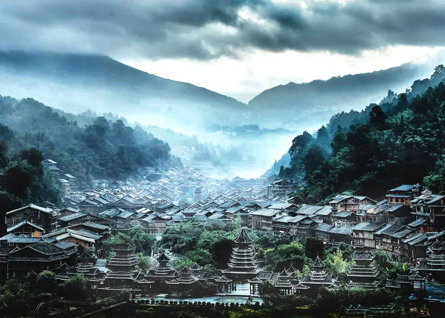 Misty Morn in Zhaoxing - Award winning photo
