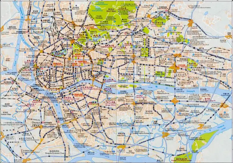Detailed Tourist Map of Guangzhou