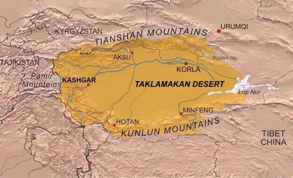 China Taklamakan Desert map