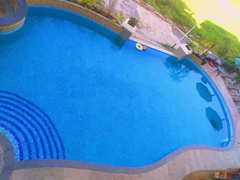 an outside swimming pool