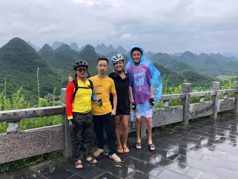 Jackie and Customers Cycle in Yangshuo