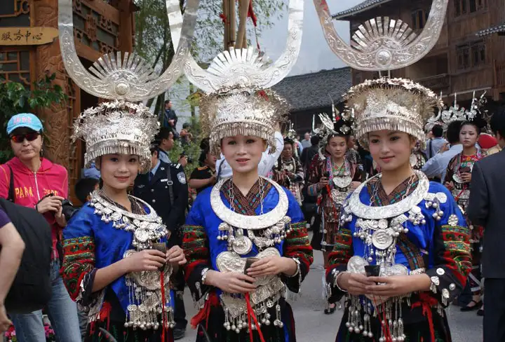Mial girls in Xijiang Qianhu Miao Village Guizhou